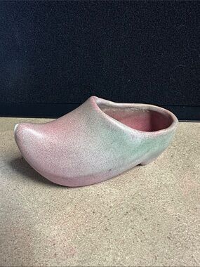 Vintage Niloak Handcrafted Ceramic Clog Planter in Pink and Sage